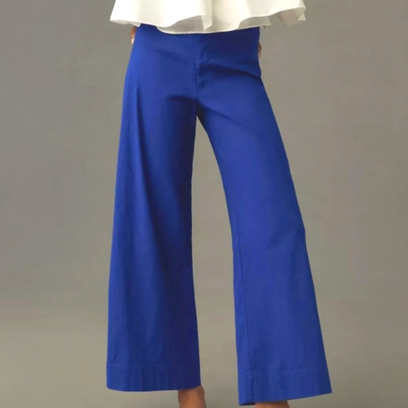 Maeve Anthropologie NWT The Ettie High-Rise Crop Wide-Leg Flare Pants Blue sz 29 - Picture 3 of 16